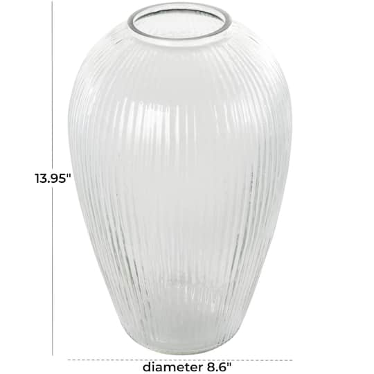 14" Clear Ribbed Glass Vase